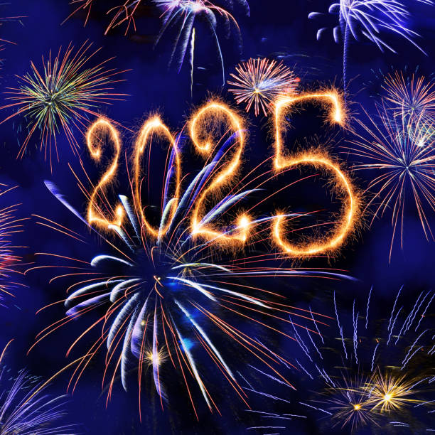 istock Sparkling New Year 2025 with fireworks 2042256037