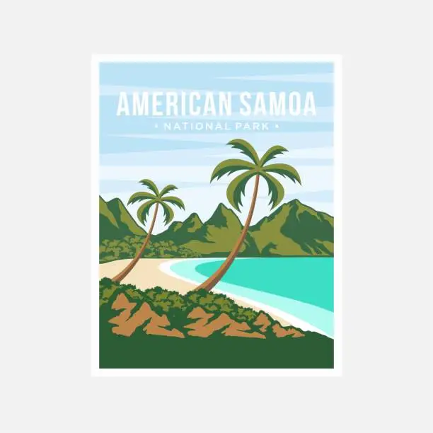 Vector illustration of American Samoa National Park poster vector illustration design