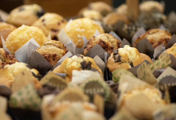 istock Assortment of muffins displayed on a tray 2042302144