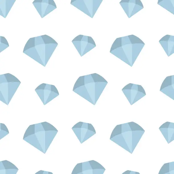 Vector illustration of The precious stone is a diamond. Seamless pattern. Endless crystal design. Colorless background.