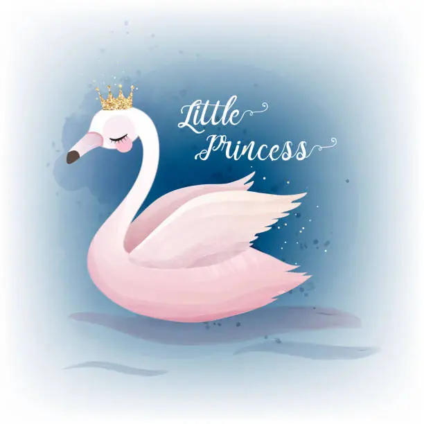 Vector illustration of Swan princess flat design illustration