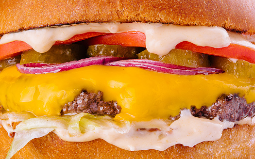 Tasty and appetizing hamburger cheeseburger macro