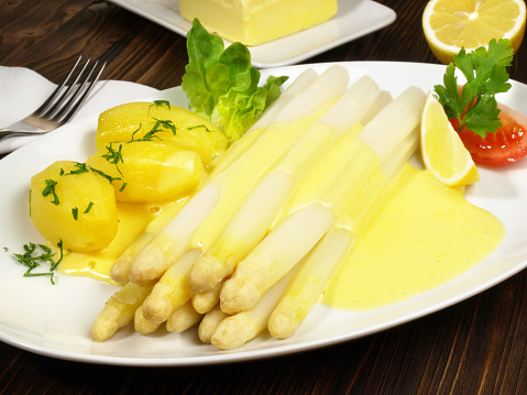 White Asparagus with Sauce Hollandaise and Potatoes