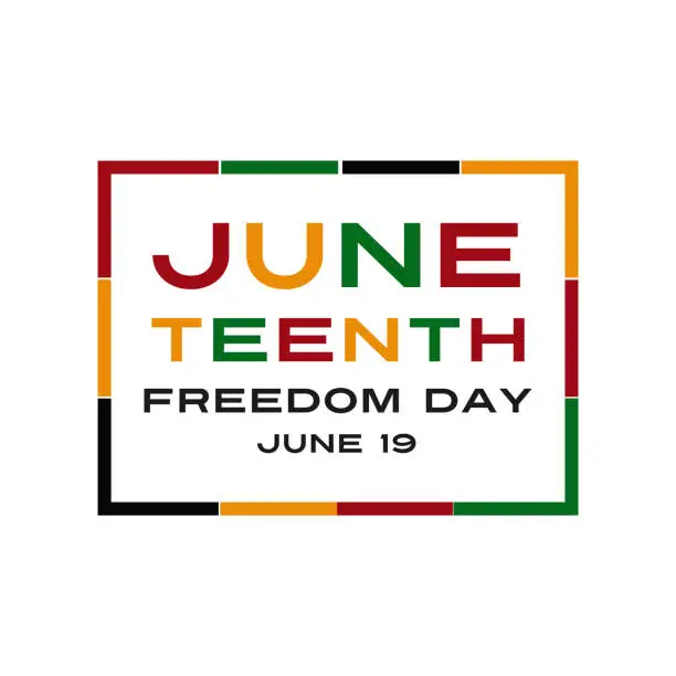 Vector illustration of Juneteenth Freedom Day. June 19 African American Liberation Day. Black, red and green. Vector