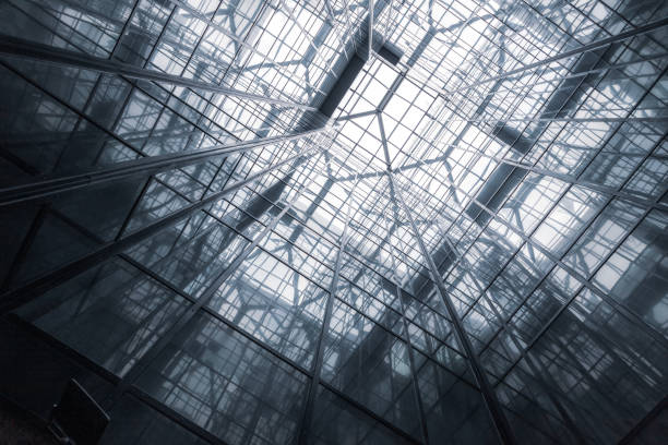 Reflection in the windows of a modern office building, abstract background.