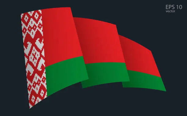 Vector illustration of Waving Vector flag of Belarus. National flag waving symbol. Banner design element.