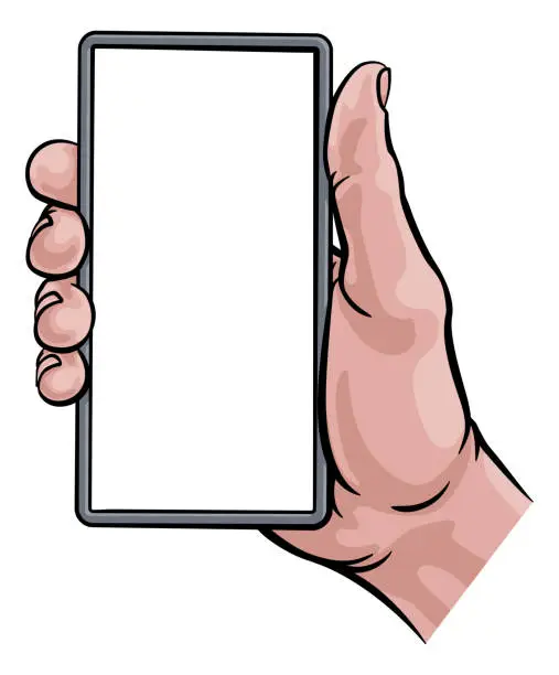 Vector illustration of Phone Hand Comic Book Pop Art Cartoon Illustration