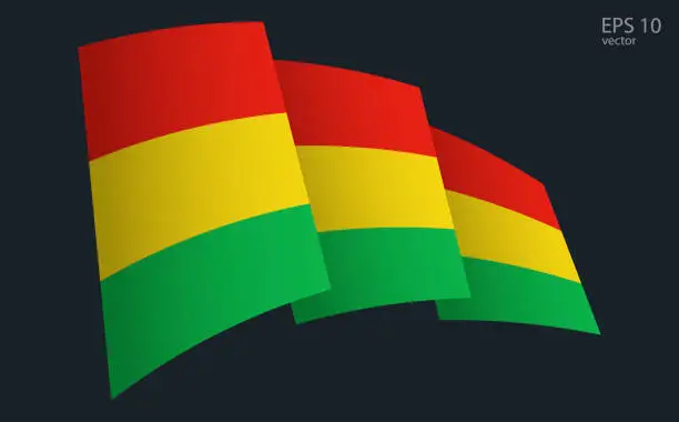 Vector illustration of Waving Vector flag of Bolivia. National flag waving symbol. Banner design element.