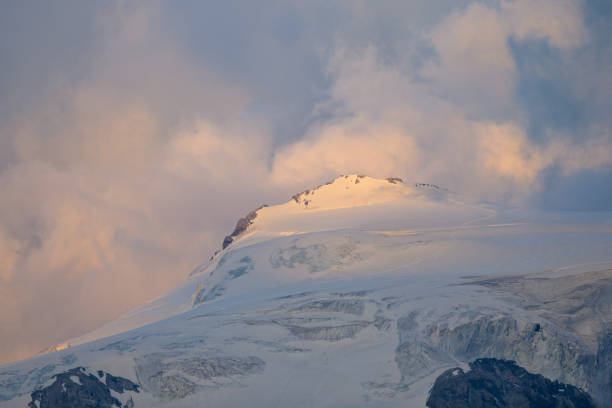 Sunset at the Espace San Bernardo ski resort in the Italian Alps of the Aosta Valley.