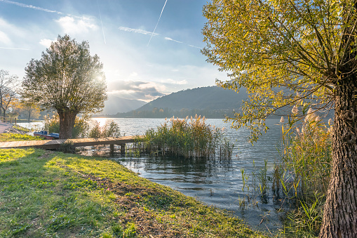 Endine lake. Endine Gaiano (BG), ITALY - November 14, 2023.