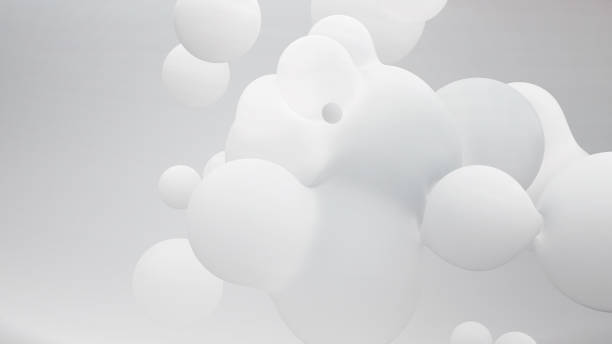 istock Translucent white background. Meta balls, liquid balls, soap bubbles. 2042476646