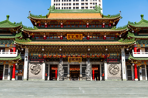 Kaohsiung, Taiwan- November 10, 2023: Building view of the Sunfong (Sanfeng) Temple in Kaohsiung, Taiwan, enshrined to the Neza (also known as Marshal of the Central Altar).