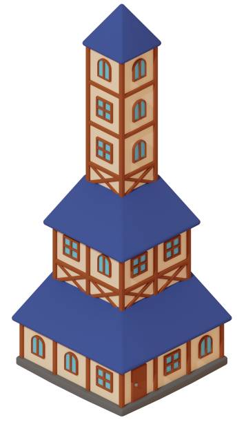 medieval building 3d render.