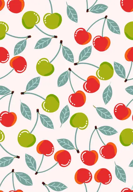 Vector illustration of Cherry seamless pattern .