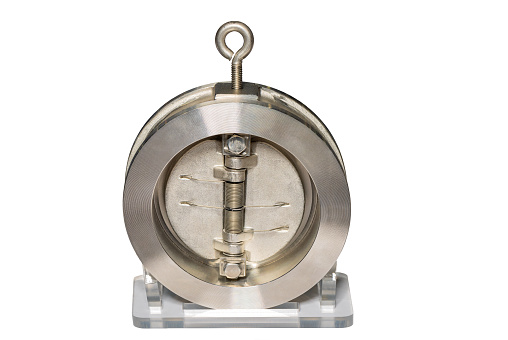 Butterfly valve for general industrial use and for work in special and difficult conditions in the mining, metallurgical, cement, oil and gas, chemical and energy industries. Isolated on a white background.