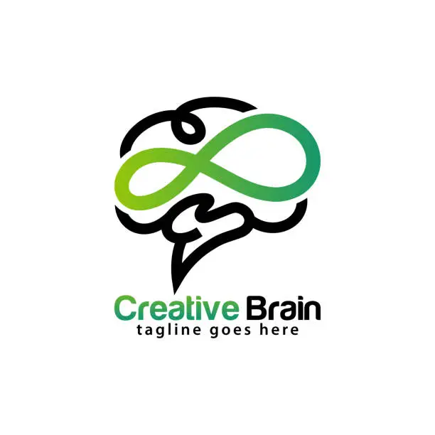 Vector illustration of Creative Brain logo design template