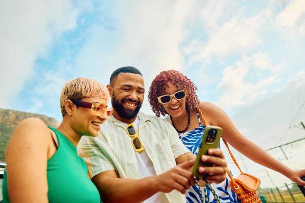 istock Happy group of friends on a weekend getaway 2042538772