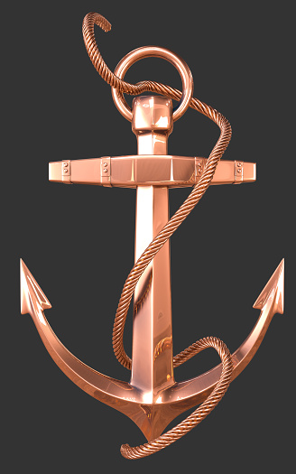 bronze anchor, retro style, 3d render