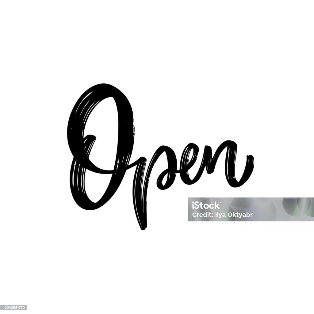 Simple Open Lettering Open Sign Word Modern Typography Lettering Text Vector Art Stock ...