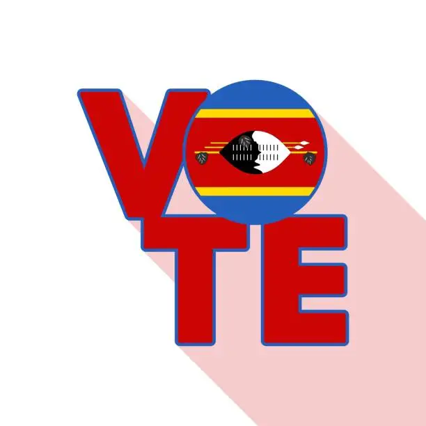 Vector illustration of Vote sign, postcard, poster. Banner with Eswatini flag. Vector illustration.