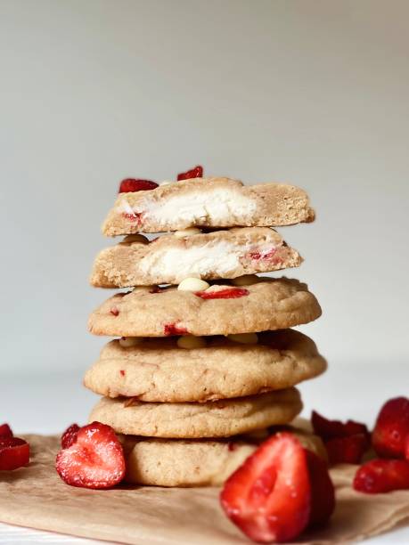 istock Strawberry cookies with white chocolate chips 2042613437