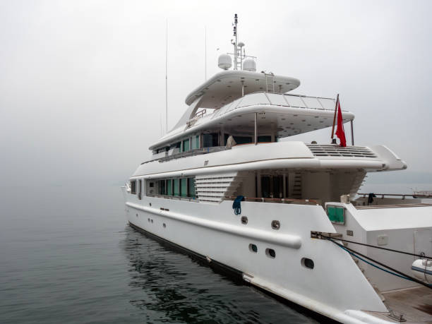 Luxury and modern yacht in port in Europe