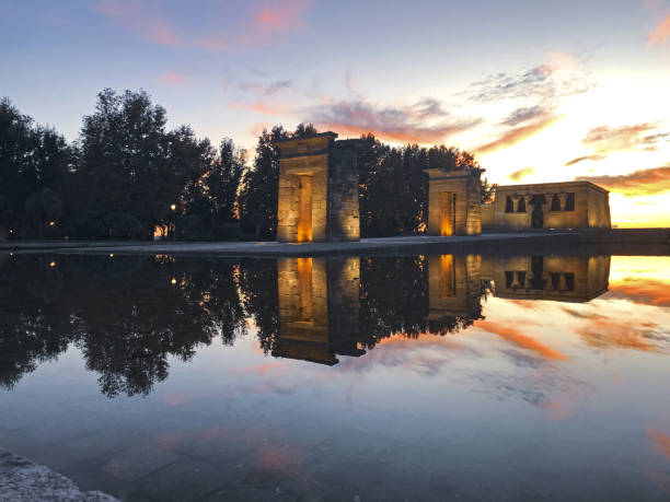istock Sunset over the Temple de debod in Madrid. 2042642189