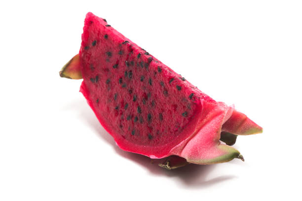 Sliced fresh organic red dragon fruit delicious fruit isolated on white background clipping path