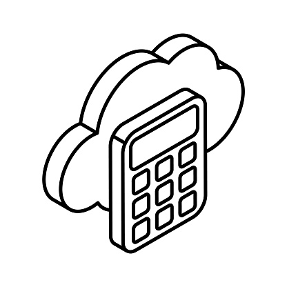 Calculator with cloud, cloud calculation vector design, cloud calculator icon
