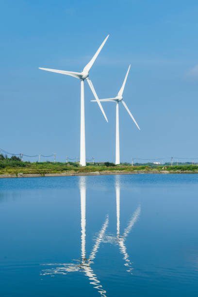 Wind power plants, energy systems, and renewable energy are located on the west coast of Taiwan.