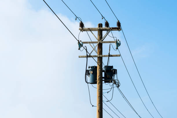 istock Scene of electric poles with blue sky. 2042665413