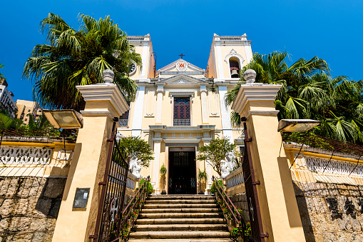 Macau- September 20, 2019: The beautiful building view St. Lawrence's church in Macau, The place is one of the UNESCO World Heritage.