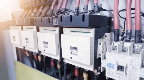 istock Installation the main magnetic conntactors on the Electrical panel power plant in industry. 2042688345