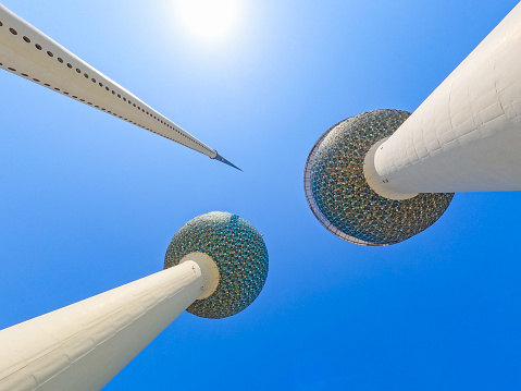 Beautiful Kuwait Towers in Kuwait city during the day.