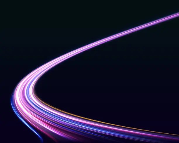 Vector illustration of Light trail wave, fire path trace line
