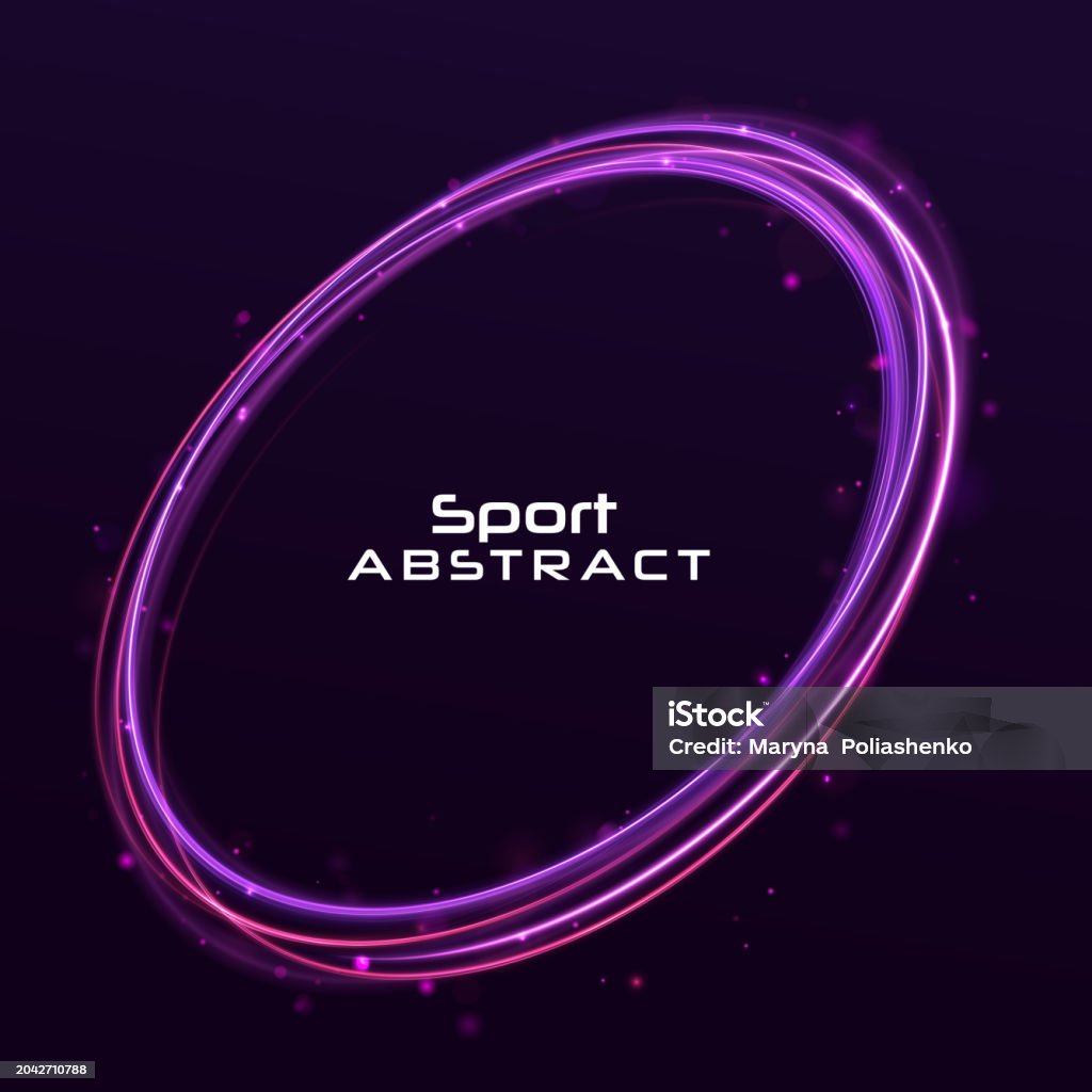 Rounded Neon Line With Light Effect Stock Illustration - Download Image ...