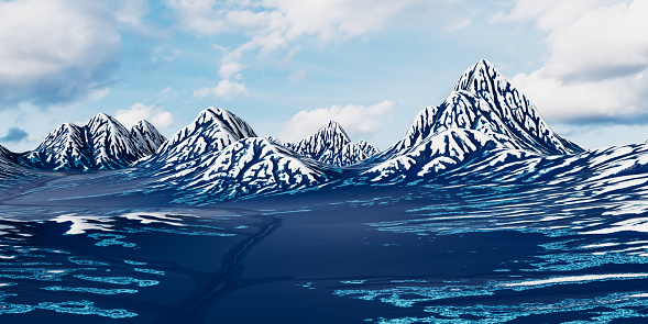Snow mountains landform background, 3d rendering. 3D illustration.