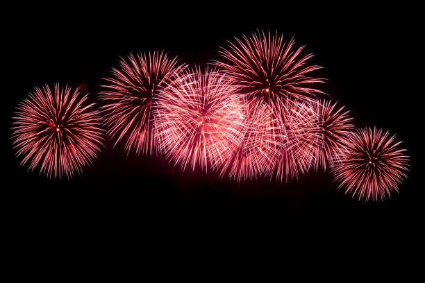 istock Amazing fireworks show in the dark sky. 2042719394