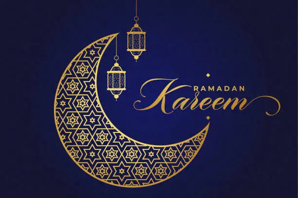 Vector illustration of Ramadhan, Eid al-Fitr, Islamic calendar background greeting card with crescent moon decoration
