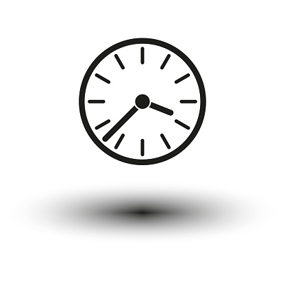 Simple clock icon. Time concept. Minimalist style. Efficient symbol. Vector illustration. EPS 10. Stock image.