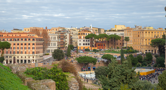 the cityscape around colosseum in in Rome, Italy, tourist, travel