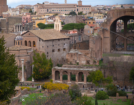 The ruins of the Roman Forum  in Rome, Italy