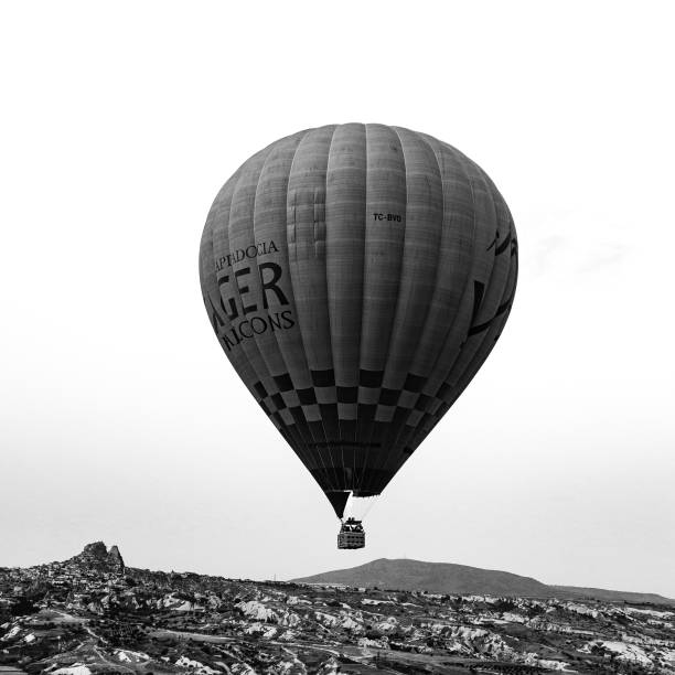 hot air balloon with rainbow pattern