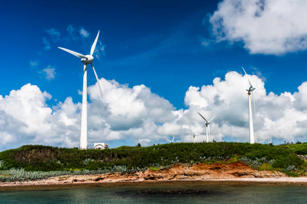 istock View of wind power systems with blue sky. 2042749476