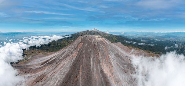 An aerial view of Volcan de Fuego, Colima, Mexico