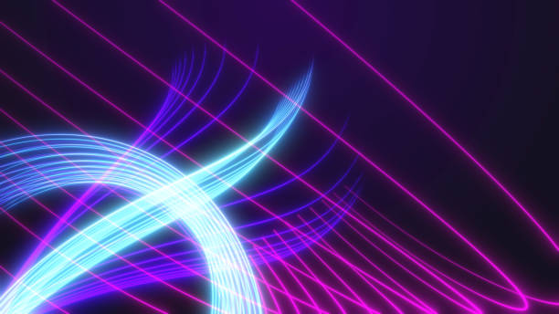 istock Abstract background with neon lines.Light neon waves. Background from stripes.3d rendering,illustration. 2042805230
