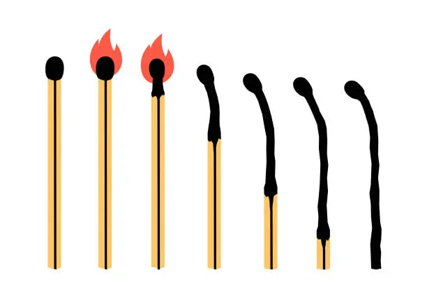 Vector illustration of Burning match illustration