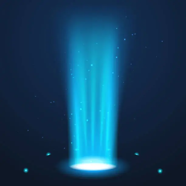 Vector illustration of Hologram portal magic podium effect. Circle light ray teleport ufo portal
