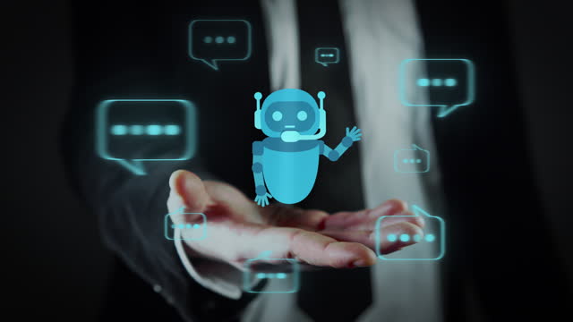 Chatbot in the hands of a businessman