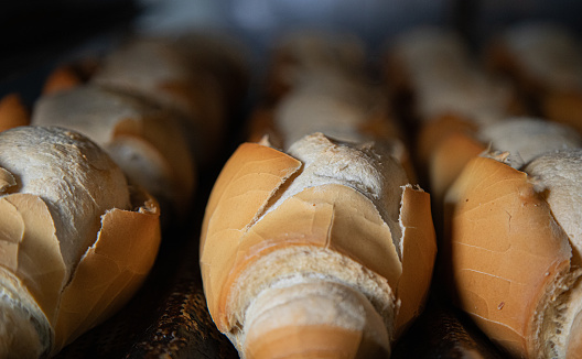 French bread in production inside the bakery